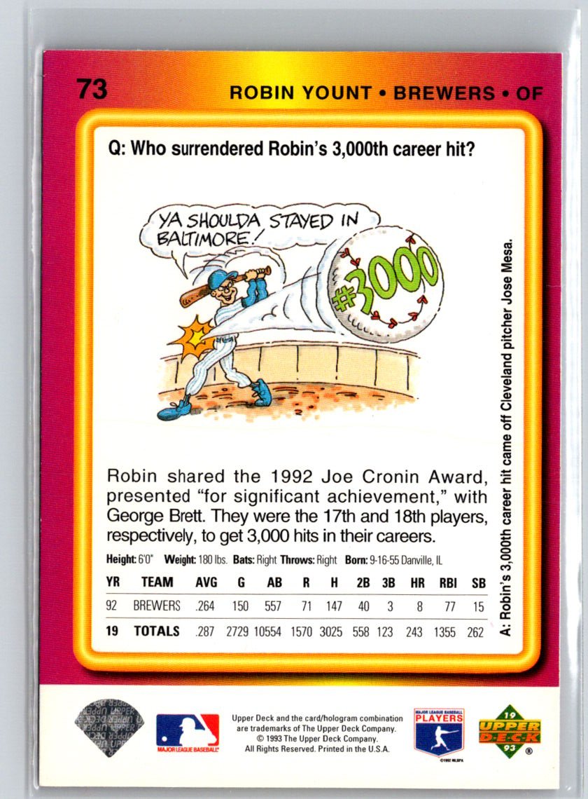 1993 Upper Deck Fun Pack #73 Robin Yount V42