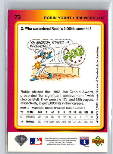 1993 Upper Deck Fun Pack #73 Robin Yount V42
