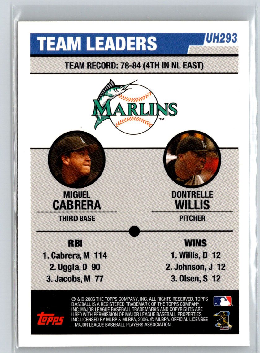 2006 Topps Updates  (Miguel Cabrera / Dontrelle Willis) TL V42