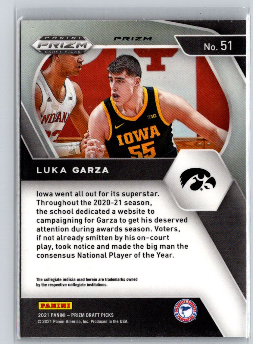 2021 Panini Prizm Draft Picks #51 Luka Garza Orange Ice V42
