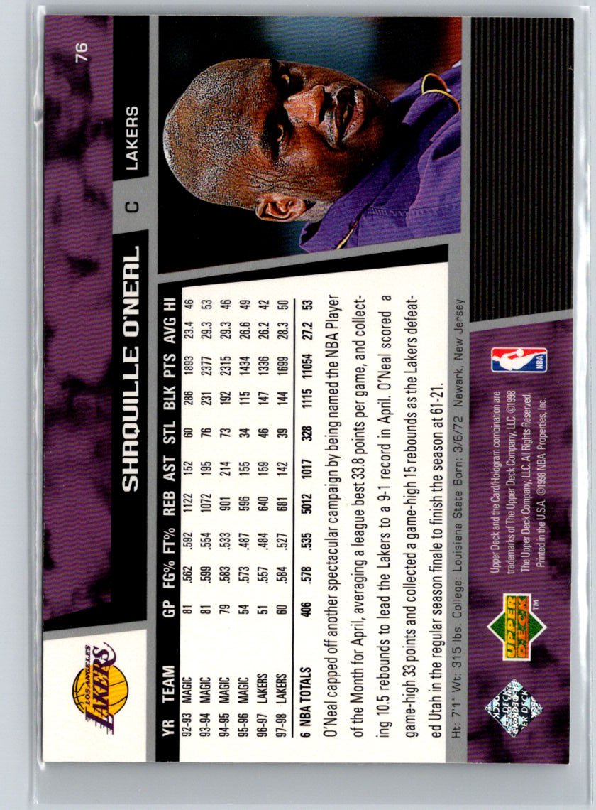 1998-99 Upper Deck Encore #40 Shaquille O'Neal V42