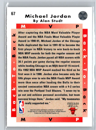 1991-92 Upper Deck Italian #107a Back-to-Back NBA MVP (Michael Jordan) V42