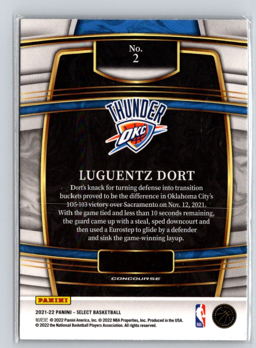 2021-22 Panini Select #2 Luguentz Dort Blue (Retail Base) V43