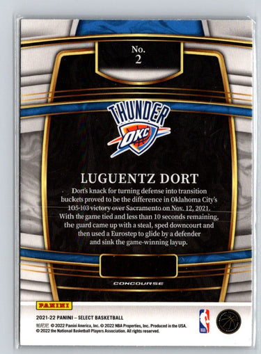 2021-22 Panini Select #2 Luguentz Dort Blue (Retail Base) V43