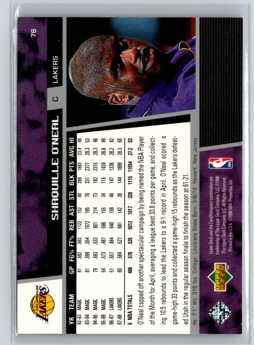 1998-99 Upper Deck #76 Shaquille O'Neal V43