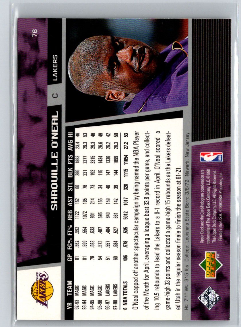 1998-99 Upper Deck #76 Shaquille O'Neal V44