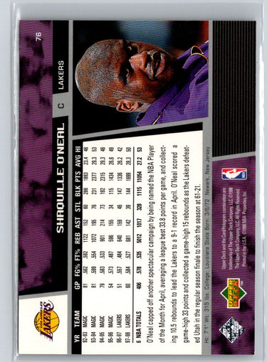 1998-99 Upper Deck #76 Shaquille O'Neal V44