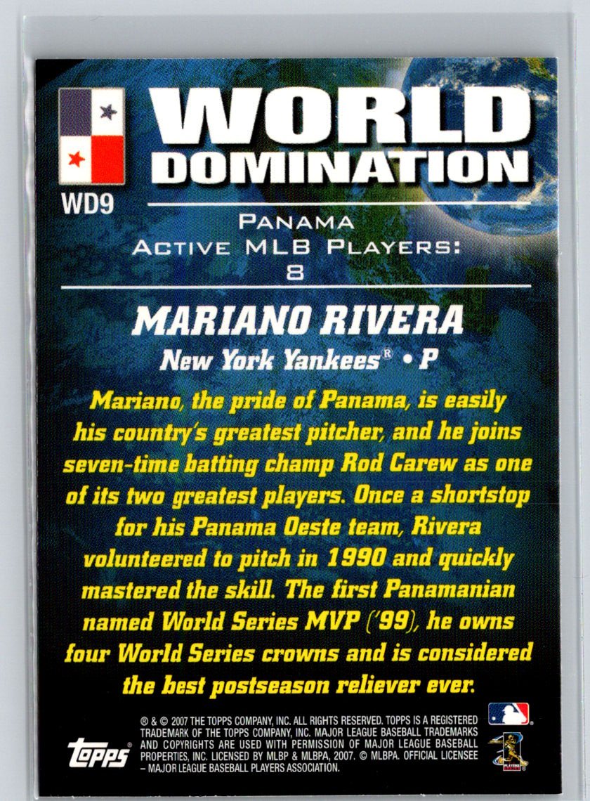 2007 Topps #WD9 Mariano Rivera World Domination V44