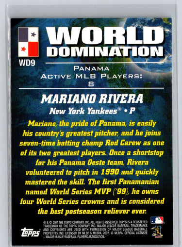 2007 Topps #WD9 Mariano Rivera World Domination V44