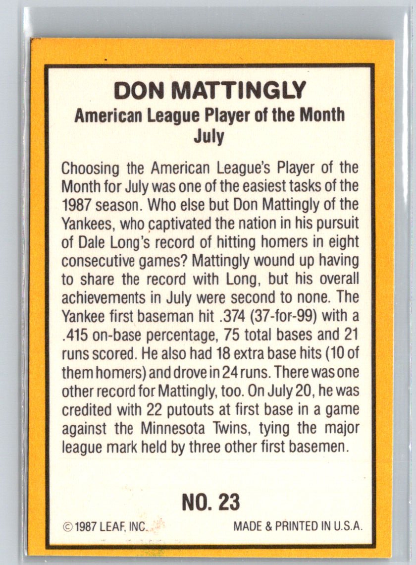 1987 Donruss Highlights #23 Don Mattingly V45