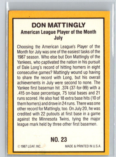 1987 Donruss Highlights #23 Don Mattingly V45