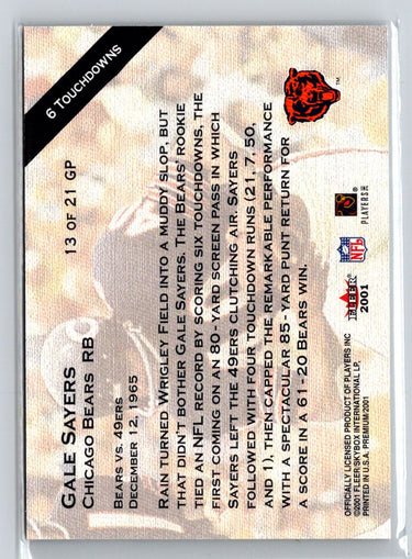 2001 Fleer Premium #13 GP Gale Sayers Greatest Plays V46