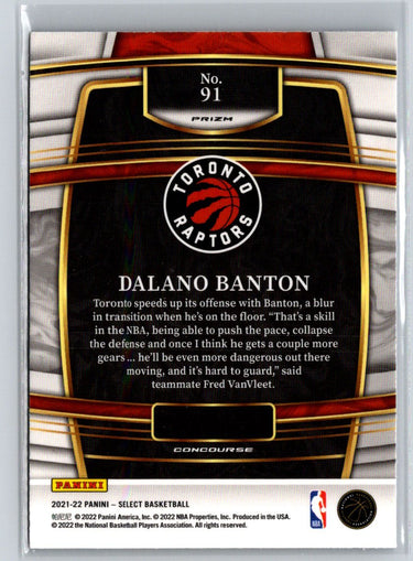 2021-22 Panini Select #91 Dalano Banton Blue Prizms V46