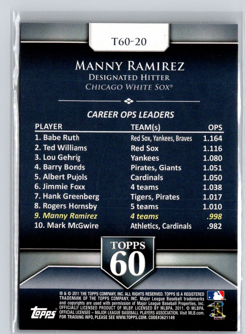 2011 Topps #T60-20 Manny Ramirez Topps 60 V47
