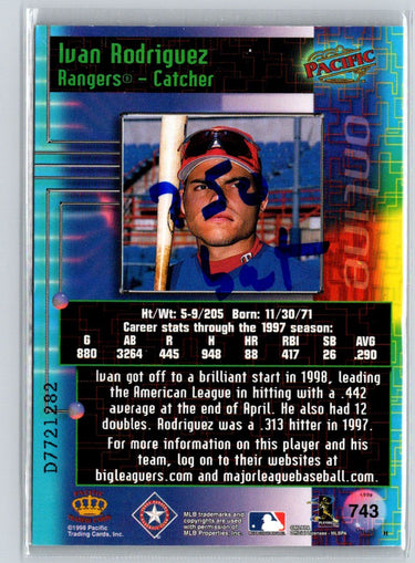 1998 Pacific Online #743b Ivan Rodriguez Web Cards : Hitting V47