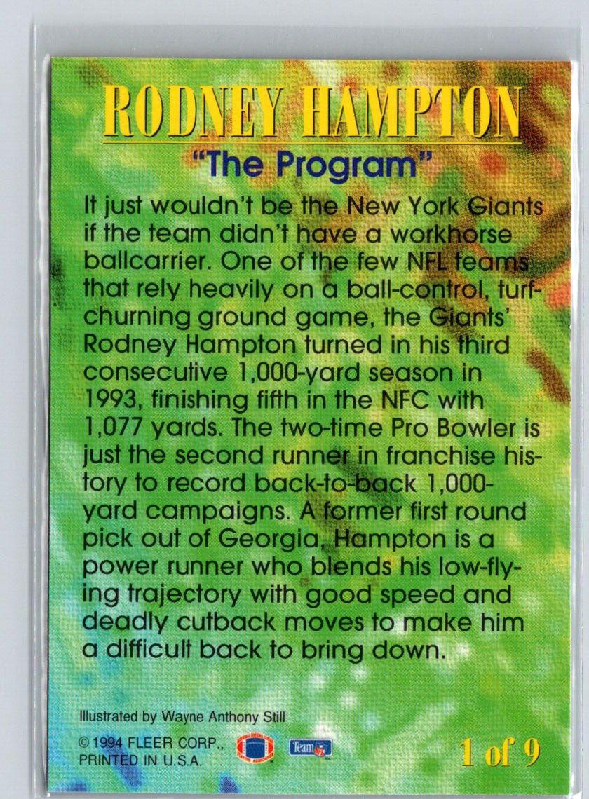 1994 Fleer #1 Rodney Hampton Pro-Visions V47