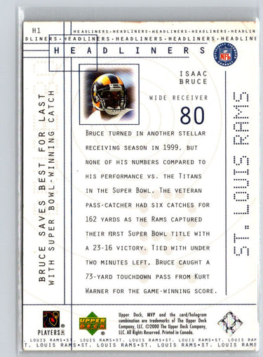 2000 Upper Deck MVP #H1 Isaac Bruce Headliners V48