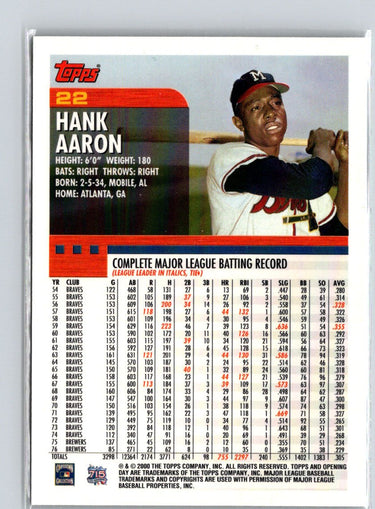 2000 Topps Opening Day #22 Hank Aaron V48