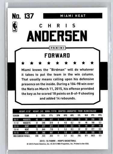 2015-16 Hoops #137 Chris Andersen V48