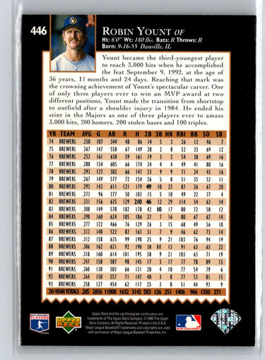1995 Upper Deck #446 Robin Yount V49