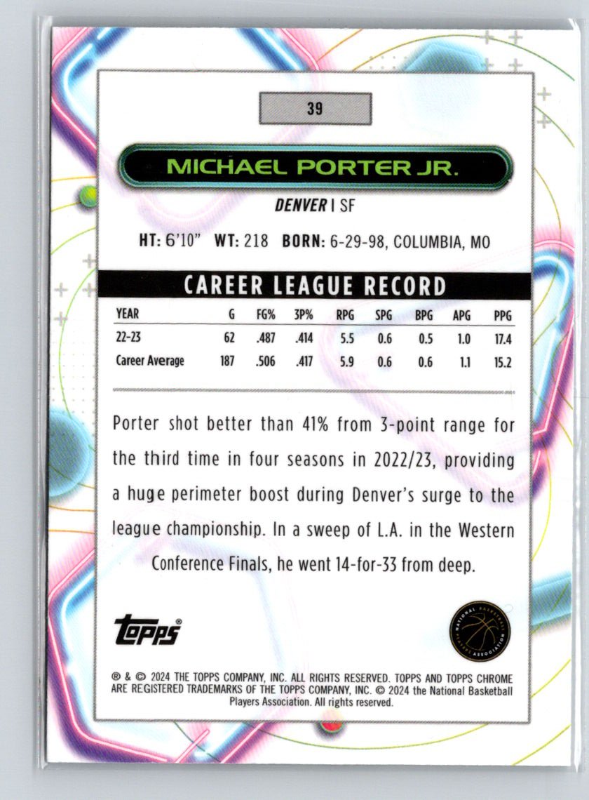 2023-24 Topps Chrome Cosmic #39 Michael Porter Jr. V49