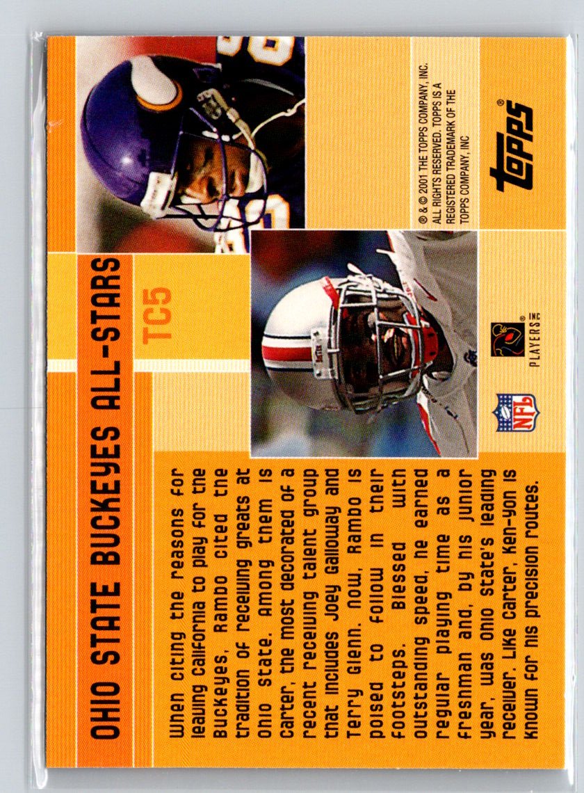 2001 Topps #TC5 Ohio State Greats (Cris Carter / Ken-Yon Rambo) Combos V49