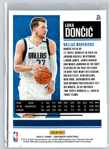 2020-21 Panini Contenders #85 Luka Doncic Game Ticket Green V49