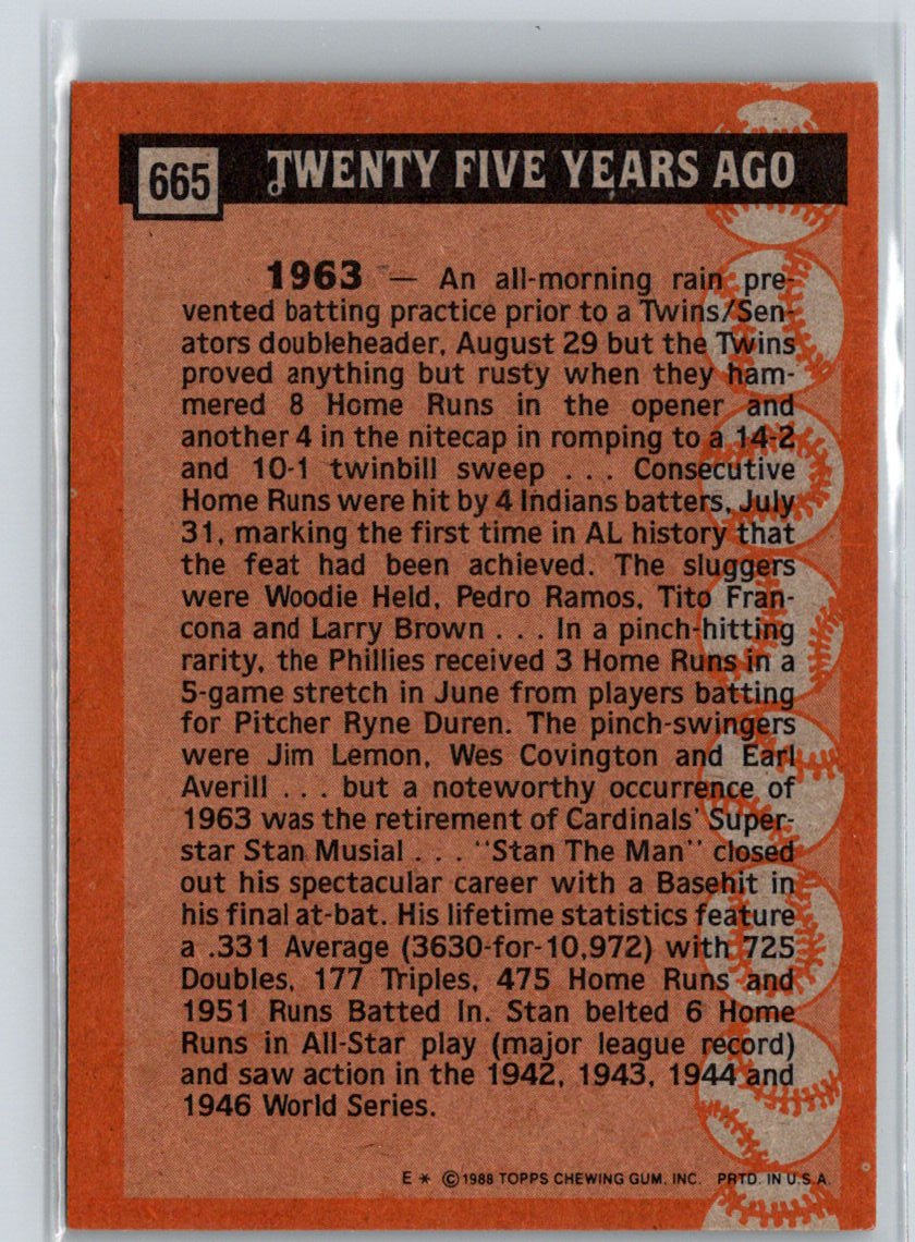 1988 Topps #665 Stan Musial V50
