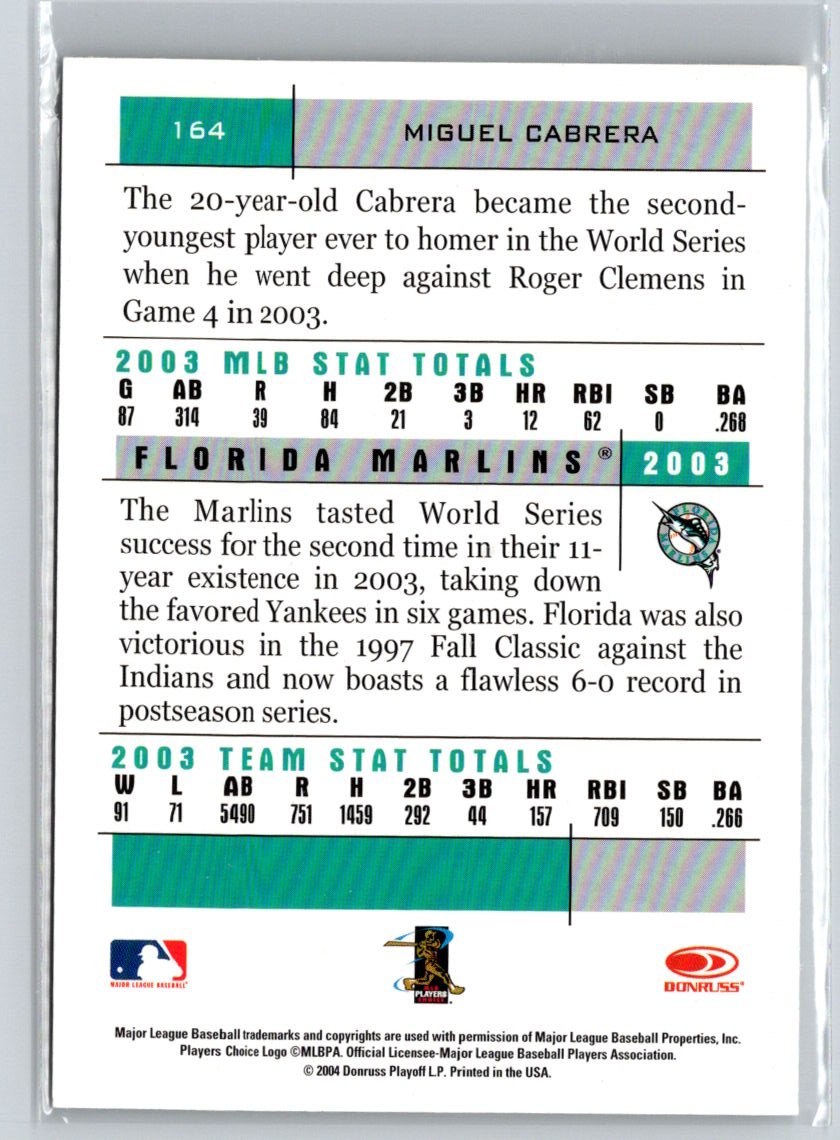 2004 Donruss Team Heroes #164 Miguel Cabrera V50