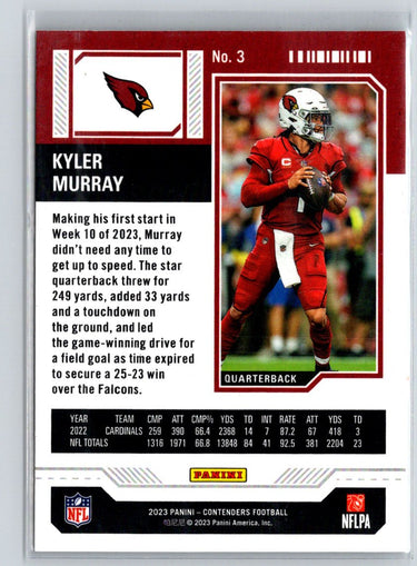 2023 Panini Contenders #3 Kyler Murray Game Ticket Bronze V50