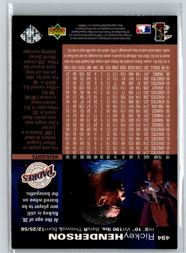 1997 Upper Deck #494 Rickey Henderson V51
