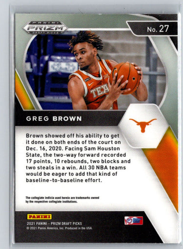 2021 Panini Prizm Draft Picks #27 Greg Brown III V51