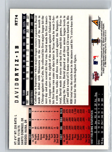1998 Score Rookie & Traded #RT74 David Ortiz V51