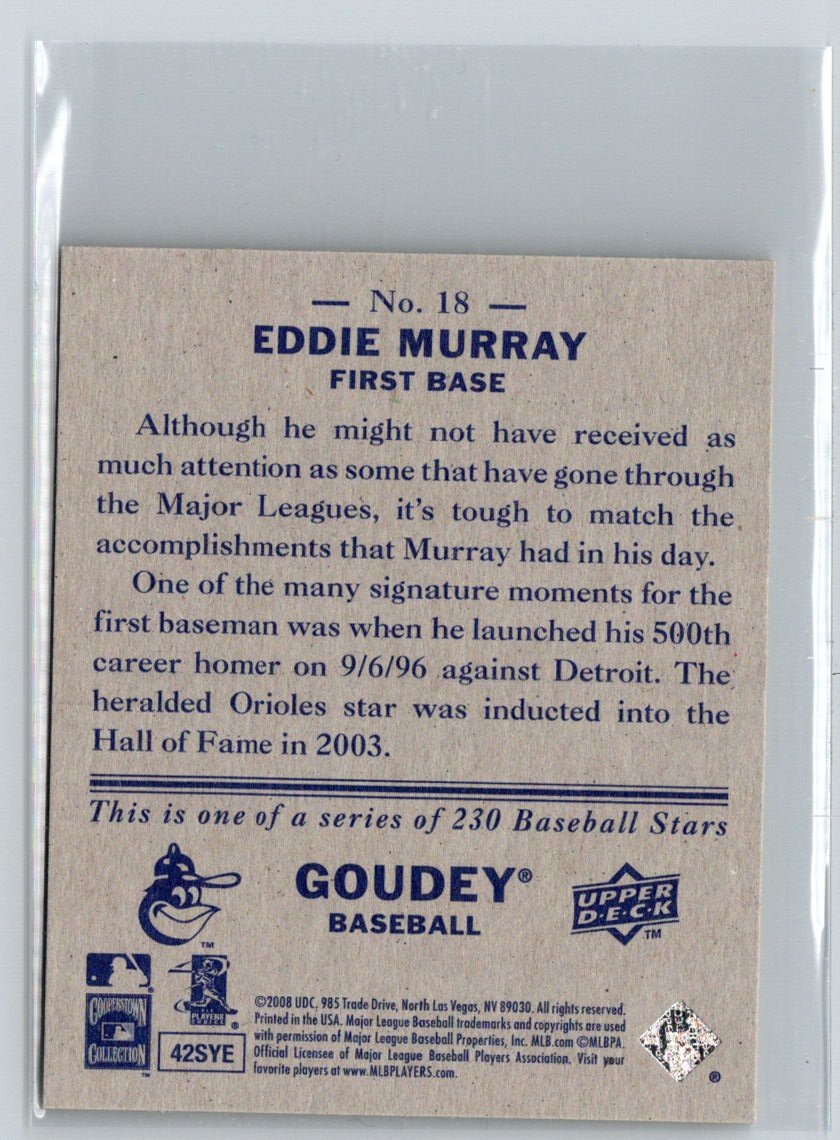 2008 Upper Deck Goudey #18 Eddie Murray Mini Blue Backs V51