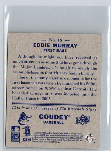2008 Upper Deck Goudey #18 Eddie Murray Mini Blue Backs V51