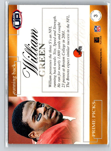 2002 Pacific Heads Up #3 William Green Prime Picks V52