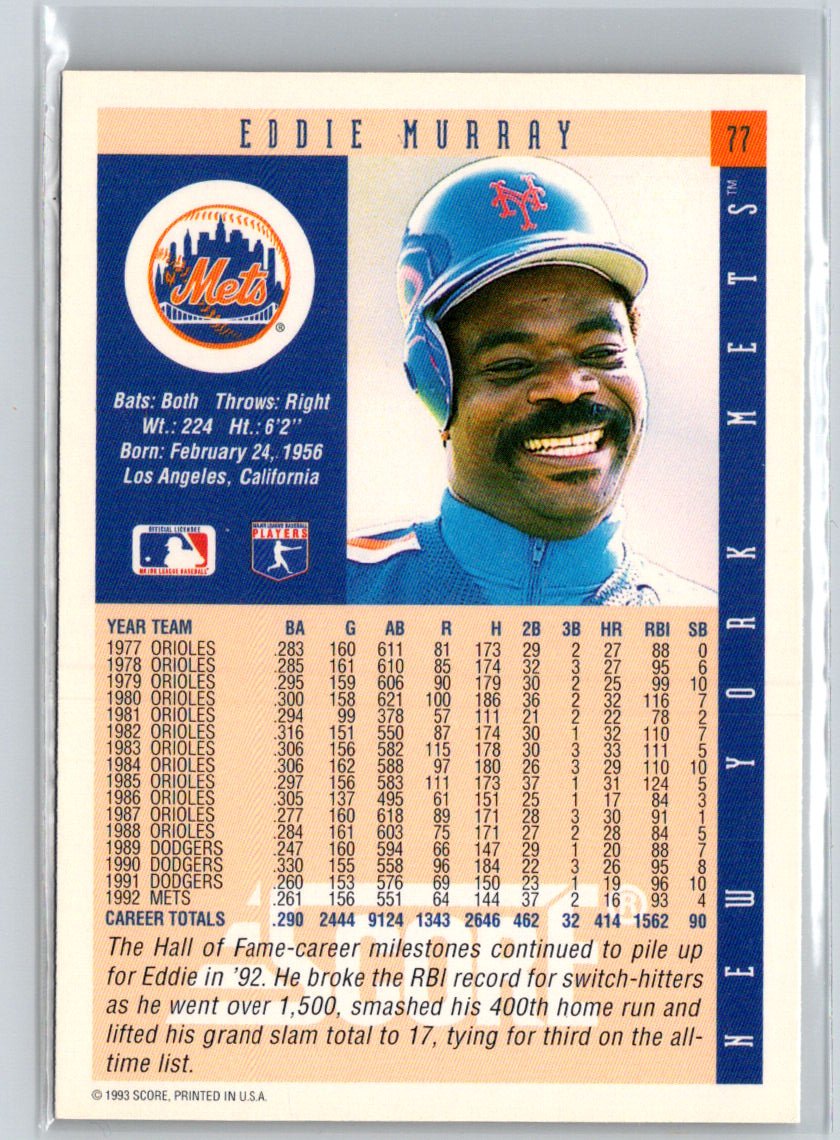 1993 Score #77 Eddie Murray V52