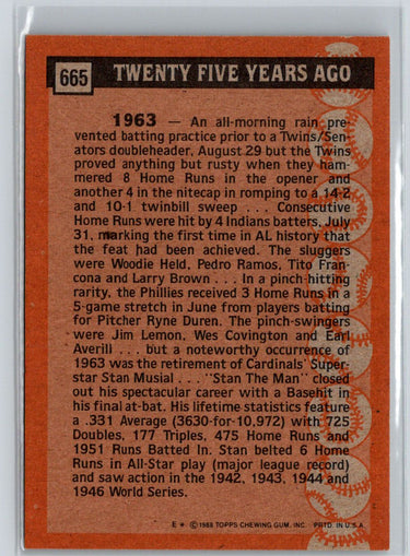 1988 Topps #665 Stan Musial V52