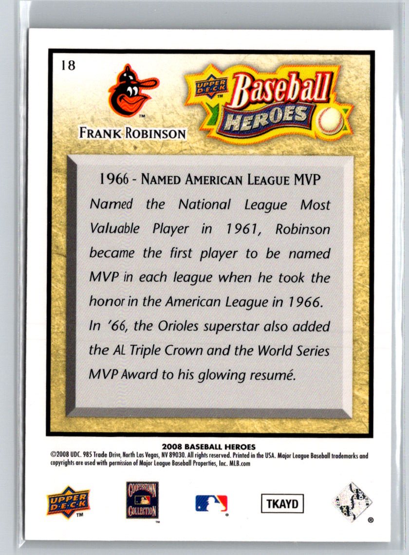 2008 Upper Deck Baseball Heroes #18 Frank Robinson V52