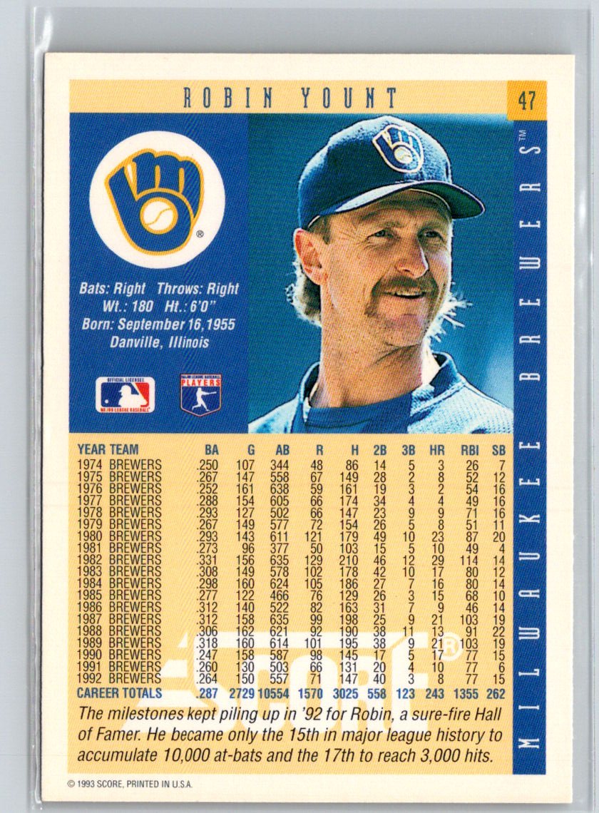 1993 Score #47 Robin Yount V53