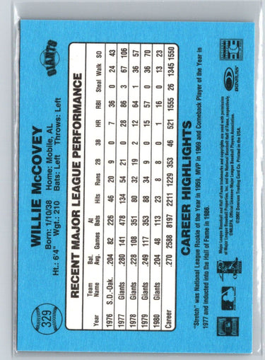 2002 Donruss Originals #329 Willie McCovey Aqueous V54