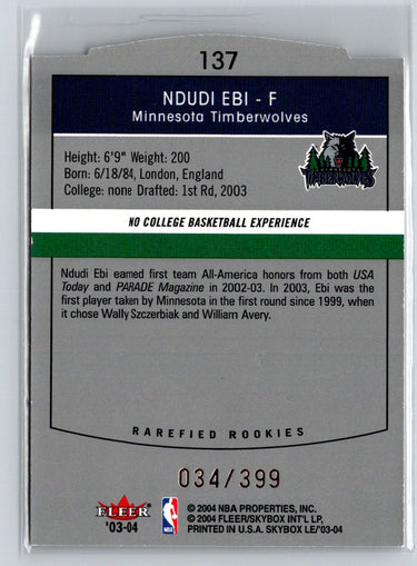2003-04 SkyBox LE #137 Ndudi Ebi #/399 V54