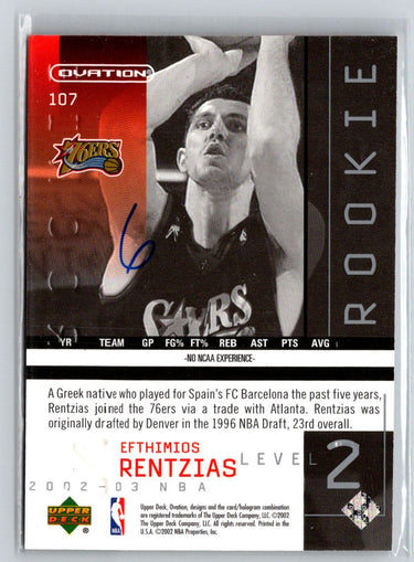 2002-03 Upper Deck Ovation #107 Efthimios Rentzias #/2999 V55