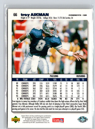 1995 Collector's Choice #66 Troy Aikman V55