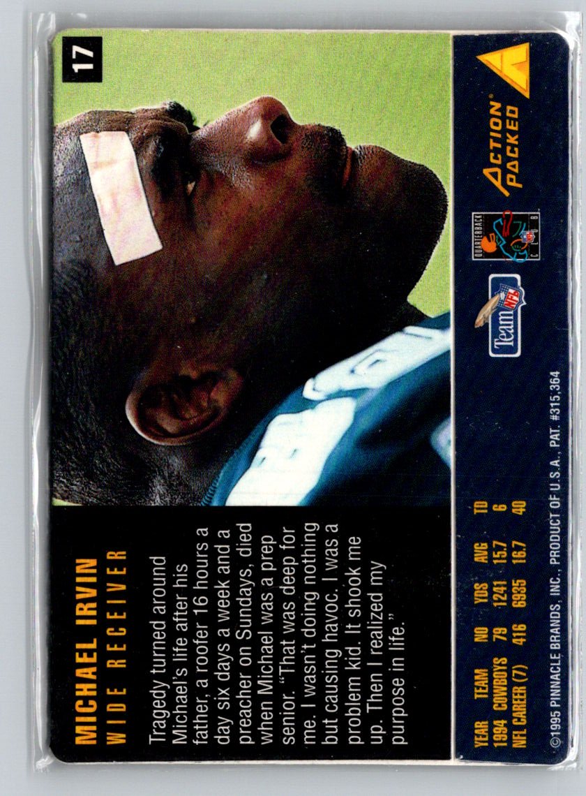 1995 Action Packed Rookies & Stars #17 Michael Irvin V55