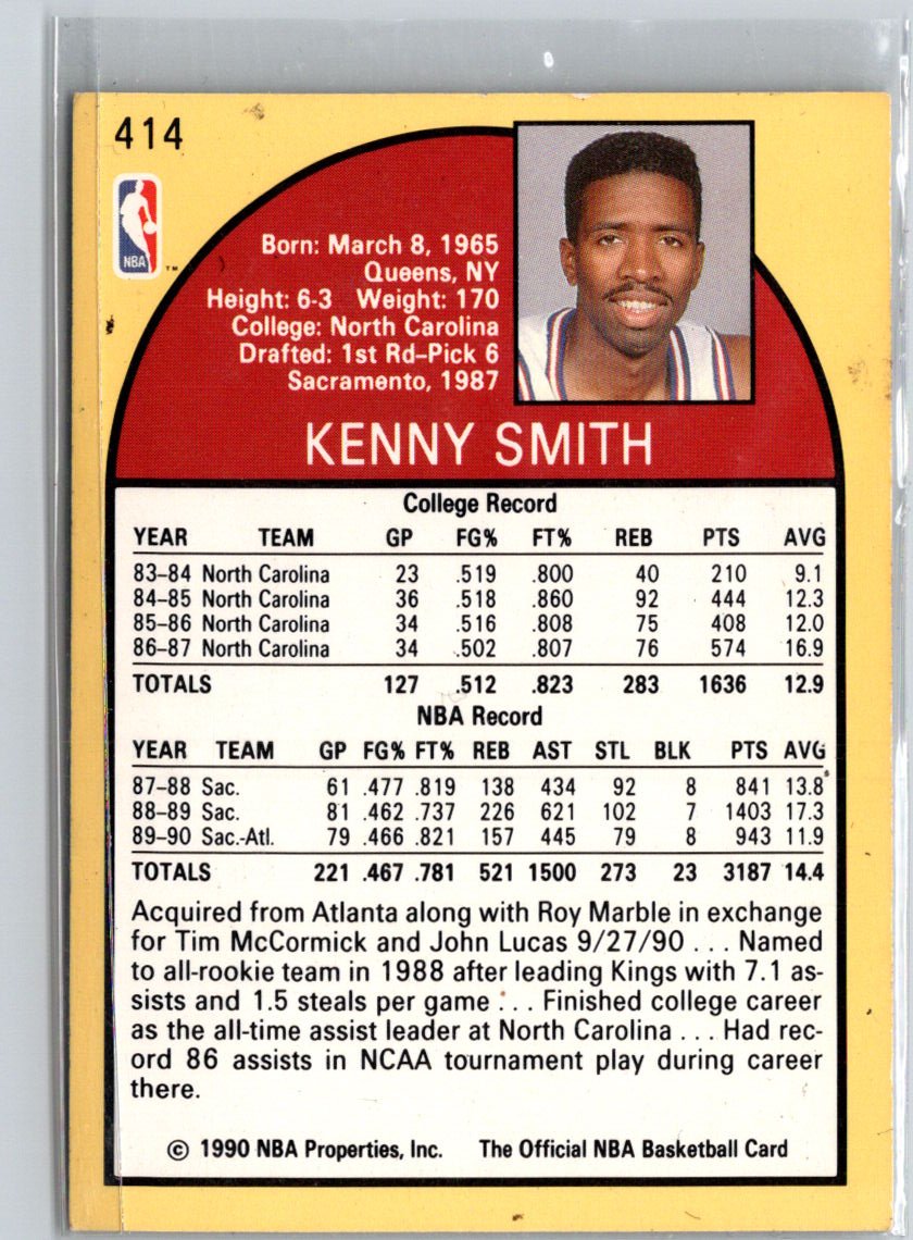1990-91 Hoops #414a Kenny Smith V56