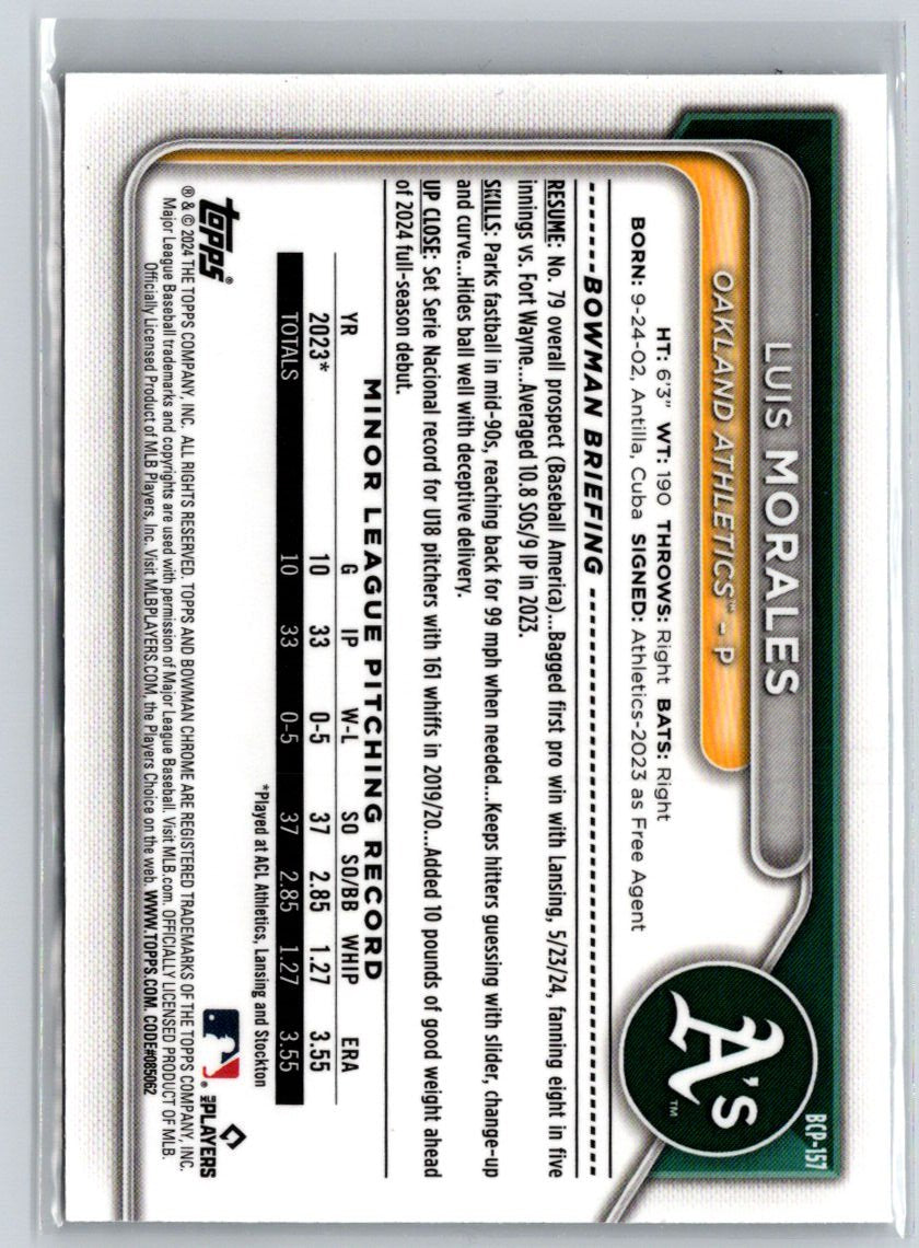 2024 Bowman Chrome #BCP-157 Luis Morales Prospects V56