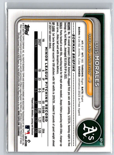 2024 Bowman Chrome #BCP-157 Luis Morales Prospects V56