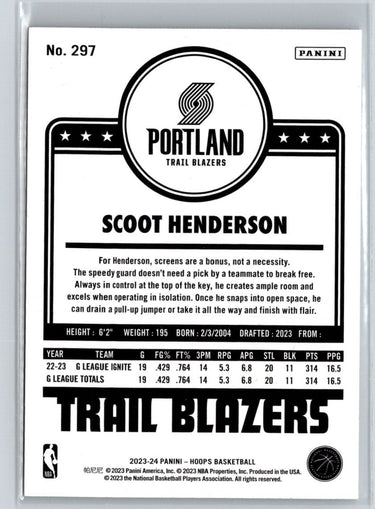 2023-24 Hoops #297 Scoot Henderson V57
