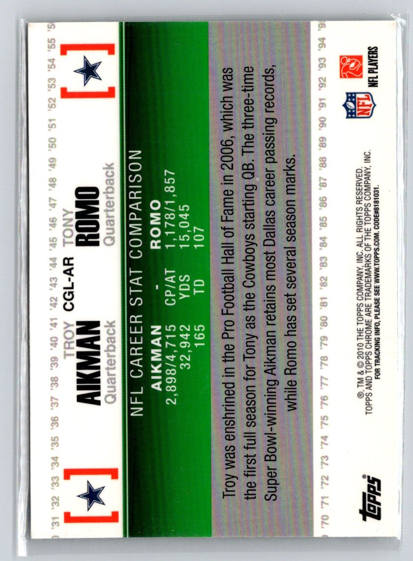 2010 Topps Chrome #CGL-AR Troy Aikman / Tony Romo Gridiron Lineage V57